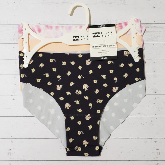 Billabong Women's No-Show Tropic Panties Bikini Briefs 3 Pairs NWT - Picture 1 of 2